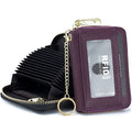 imeetu Rfid Credit Card Holder, Businese Card Case, Wallet for Women Men | Genuine Leather Card Wallet with id Window, Keychain & Double Zipper, Water-resistan Small Wallet with Gift Box, Daily Travel - color: Pro - Dark purple