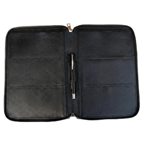 Full Grain Leather Checkbook Cover for Multiple Check Books - Checkbook Organizer for Up to 6 Books With Duplicate Checks - Checkbook Holder for Women and Men - Gift for Loved Ones - color: Black