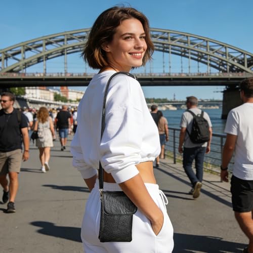 MINICAT Small Crossbody Bags for Women Vegan Leather Cross Body Phone Purse | Lightweight Cell Phone Wallet, Women's Shoulder Handbags, Mini Cross Body Bag for Woman Travel Shopping Everyday Daily Use - color: Black