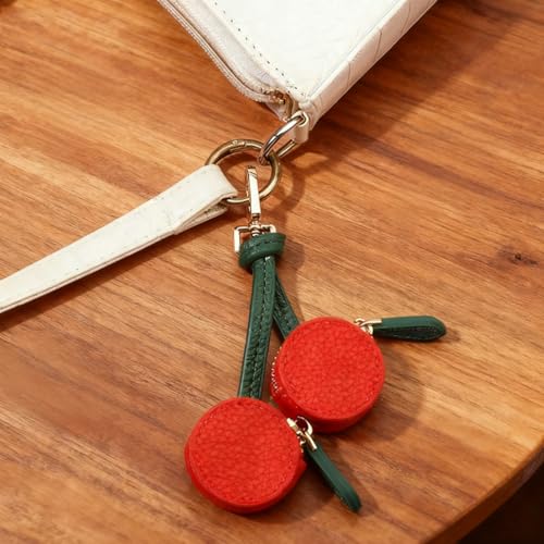 Cherry Bag Charm Cute Coin Purse Keychain Cherry Purse Charms for Handbags, Strawberry Coin Purse Keychain Gifts For Women - color: Red