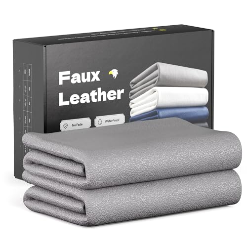 Marine Vinyl Fabric Faux Leather Upholstery, 1mm Thick, Waterproof & UV Resistant, Cotton Backing, Boat, Automotive, Crafting & Outdoor Pleather – 72" x 54" (2 YD), Grey - color: Grey, size: 2YD(72"x 54")-Folded