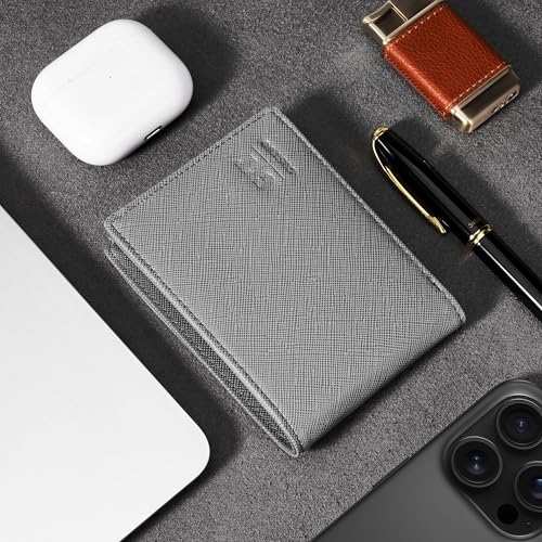 Gostwo RFID Blocking Bifold Wallet for Teen Boys & Men, Credit Card Holder - color: Grey Cros