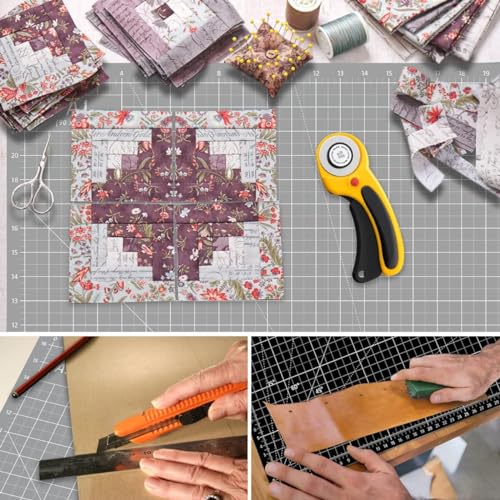 Headley Tools Thickened 36 x 48 Inch Self Healing Sewing Cutting Mat, A0 Rotary Cutting Sewing Mat for Crafts, Double Sided 5-Ply Table Cutting Board for Fabric Quilting Leather Hobby, (Grey/Black) - color: Grey/Black, size: 48"L x 36"W