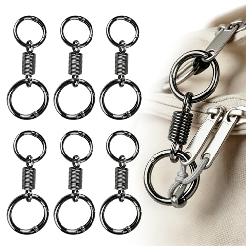 Zipper Clips Anti Theft, 6 Pcs Zipper Locks for Backpacks, Double Opening Antitheft Spring Carabiner Clasps for Travel Purse Luggage Suitcase Handbags Keys(Black) - color: Black Ring