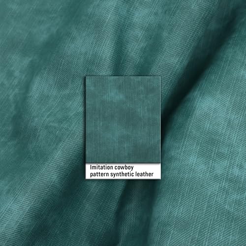 David accessories Smooth Imitation Faux Leather Sheet 1 Pc 11" x 55" (30x140cm) Printed Faux Leather Fabric Sheet for DIY Bows Earrings Making Crafts (Imitation Denim-Green) - color: Imitation Denim-green