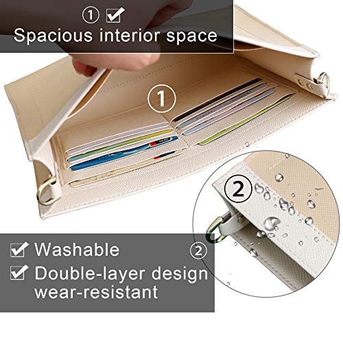 Premium Leather Purse Insert Organizer Compatible with LV Toiletry Pouch 19/26 with Gold Buckles - color: Beige, size: Large-26