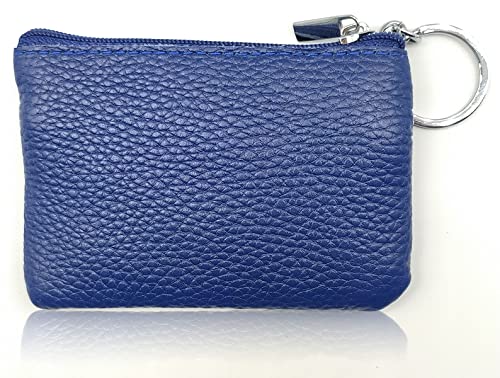 Keychain Purse Small, iToolai Women's Genuine Leather Zipper Mini Coin Bag Credit Card Holder (Royal Blue) - color: Royal Blue