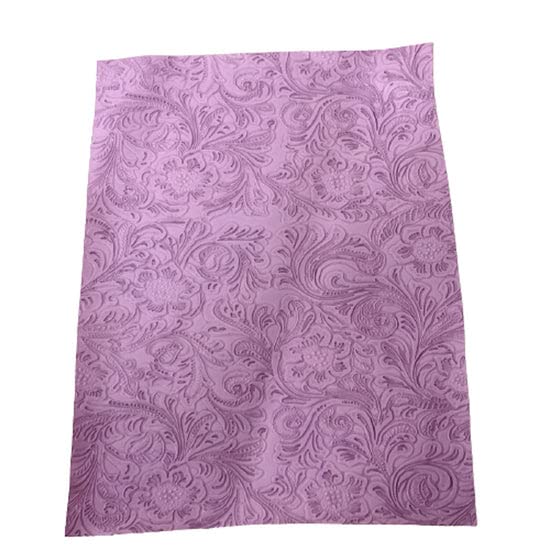 Lavender Western Floral PU Faux Leather Vinyl Fabric - Sold by The Yard - 56" - color: Lavender