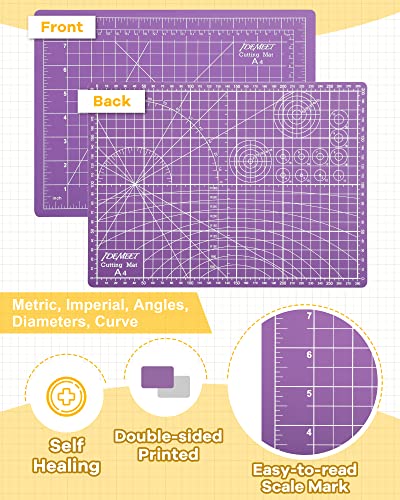 Density-upgraded 9"x12" Self Healing Cutting Mat, Idemeet Rotary Sewing Mat for Crafts, 5-Ply Blade Table Protector Cut Board for Fabric Leather Cutting Quilting Modeling Hobby Project, A4, Purple - color: Purple, size: 12"L x 9"W