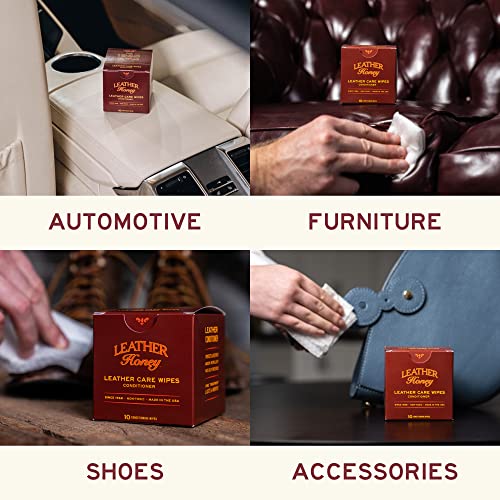 Leather Honey Conditioner Wipes – Restore Leather On-The-Go, 10 Wipes | Non-toxic, trusted since 1968 & made in the USA. Protect & condition any color leather – couches, car seats, shoes & bags. - style: Conditioner