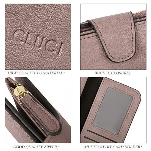 CLUCI RFID Wallet for Women Bifold Wallet with ID Window | Multiple Card Holder, Gifts for Women Birthday - color: 2 Two-toned Purple