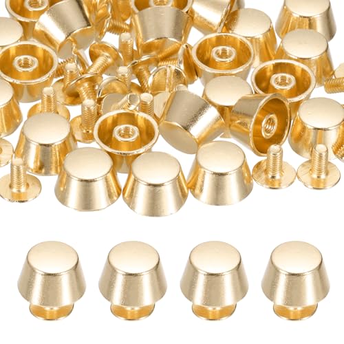 PATIKIL 12mm Screw Back Rivets Stud, 25 Sets Purse Handbag Feet Round Flat Nailhead Flat Head Stud Rivet Spike Leathercraft for DIY Leather Luggage Collar Belt Shoes, Light Gold - color: Light Gold, size: 12mm
