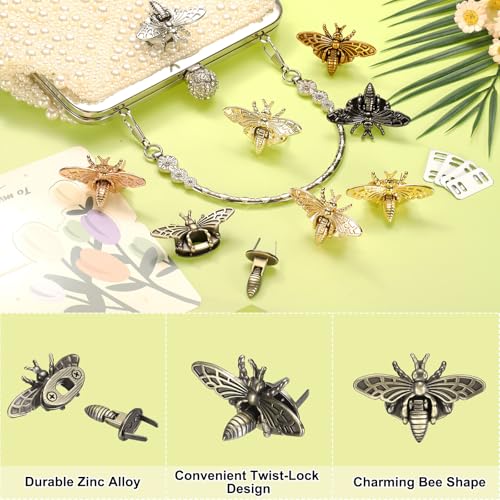 uxcell Bee Turn Lock Clasp, Zinc Alloy Closures Lock Fasteners Purse Twist Clip Clasp for Handbag Leather Bag Making - color: Bronze