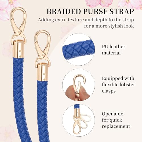 PATIKIL Braided Purse Straps PU Leather - color: Blue, size: 15.7"