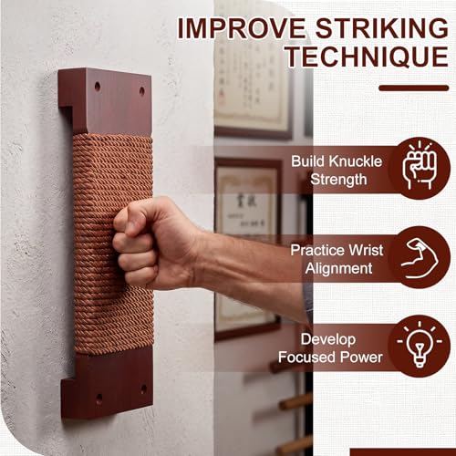 SiliFine 14.5" x 5" Wall Mount Makiwara, Solid Beech Wood Punching Board, Pre-drilled Holes for Easy Wall Mount, Martial Arts Training Equipment, Home Gym Garage Dorm (Brown)