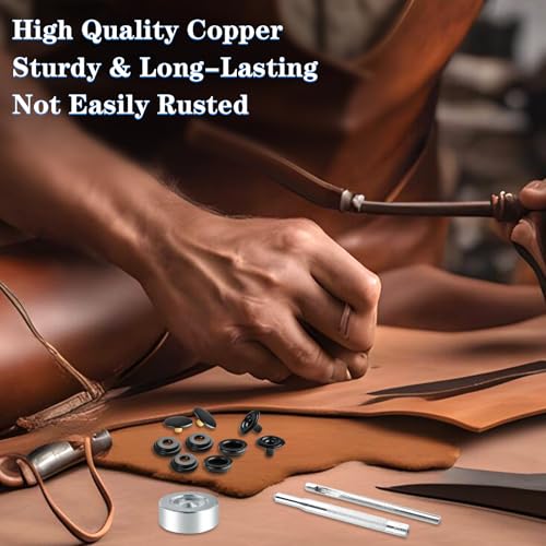 Aemygo 300 Pieces Heavy Duty Metal Snap Fastener Kit, 15mm Brass Snap Button Press Stud Caps with Fixing Tools Black Metal Button Snaps for Marine Boat Canvas Bag Leather DIY Craft