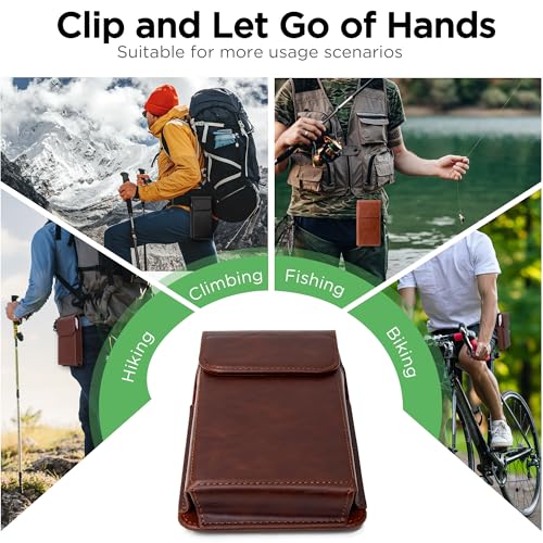Holster for iPhone 17, 17 Pro, 16, 16 Pro, 15, 15 Pro, 14, 14 Pro, 13, 13 Pro, 12, Galaxy S26, S25, S24, Premium Leather Pouch with Belt Clip Phone Holster Belt Case, Coffee -M - color: Coffee, size: Medium