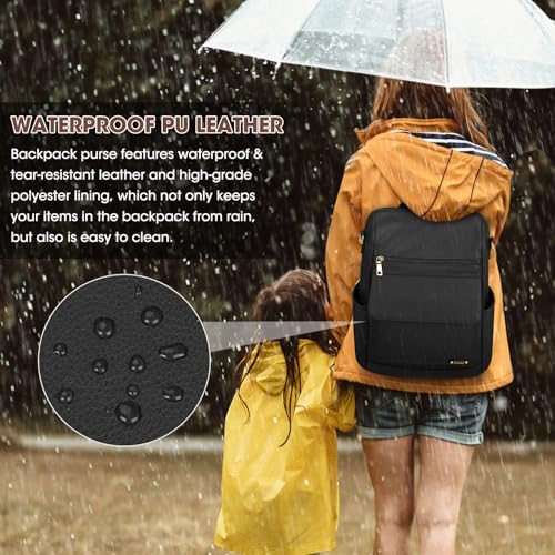NUBILY Backpack Purse for Women Leather Anti-Theft Mini Backpack Fashion Designer Handbag Convertible Travel Bag Ladies Shoulder Bags, Black - color: Black