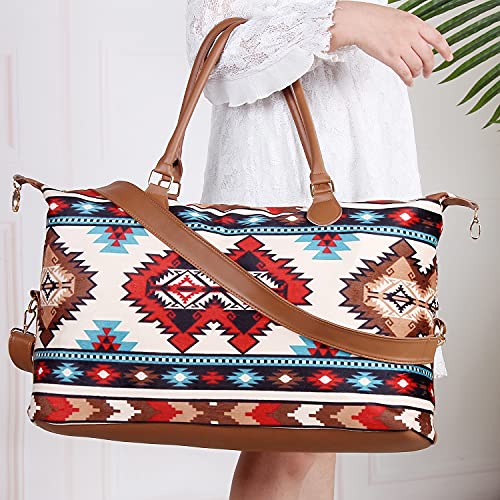 Weekender Bag Duffle Bag For Women Large Travel Tote Bag Overnight Weekend Bags With Shoulder Strap Cow Leopard Atzec… - color: Atzec