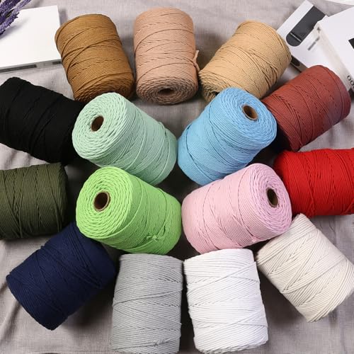 Macrame Cord 4mm x 328yards, Soft Colored Macrame Rope, Natural Cotton Cord for Plant Hangers, Wall Hanger, Decorative Projects - color: Natural Color, size: 4mm×328Yards