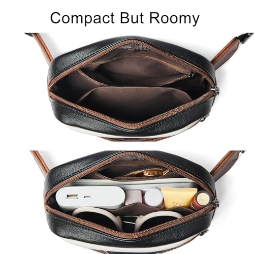 Leresas 2L Fanny Pack for Women Belt Bag Waist Purse Vegan Leather Fanny Pack Travel Waist Pouch Brown with Black - color: BBW