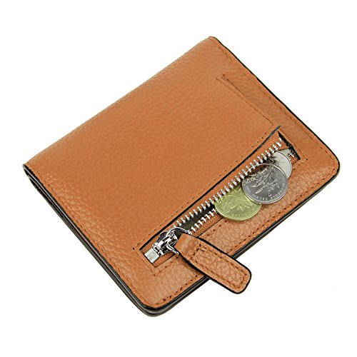 Small Leather Wallet for Women, Ladies Credit Card Holder RFID Blocking Women's Mini Bifold Pocket Purse - color: Brown Rfid Blocking