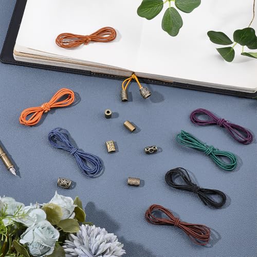 CRASPIRE 16Pcs Elastic Bands for TN Traveler Notebook Replacement 8.8 Yards | Polyester Stretch Rubber Cords with 8 Decorative Toggles DIY Repair Kit Insert Refill for Leather Journal Bookmark Making