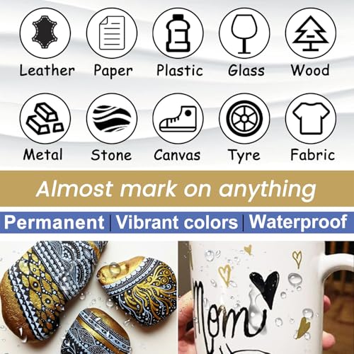 Red Paint Pens 4 Pcs Oil Based Medium Tip Permanent Marker Pen | Waterproof, Quick-drying, Fade Resistant, 3mm Paint Markers for Rock Painting, Plastic, Metal, Car Tyre, Glass, Wood, Canvas - color: Red