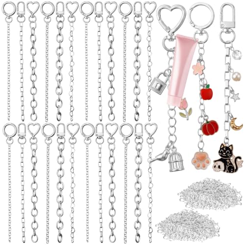 Liliaafar 48 Set Keychain Making Kit Gold Silver Metal Keychain Clips with Key Ring Swivel Snap Hook Lobster Claw Clasps Extender Chain Bulk for DIY Craft Lip Gloss Bag Accessories Gift (Silver) - color: Silver