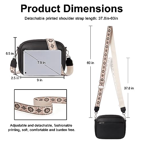 CLUCI Crossbody Bags for Women Crossbody Purses for Women Cross Body Bag Crossbody Purse with Adjustable Wide Strap | Womens Cross Body Bag Purse, Adjustable Wide Strap, Gifts for Women - color: 1-2black