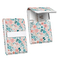 2Pack Leather Stainless Steel Business Card Holder, Metal Slim Business Card Case for Women or Men, Pocket Business Card Carrier with Prints, Magnetic Closure, RFID Blocking - color: Flower-Daisy