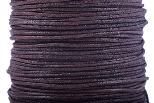 1.0mm Round Real Leather Cord, 25 Yards Rich Brown Leather String Cord for Jewelry Making, Necklaces, Bracelets and Crafting - color: Rich Brown, size: 1.0mm