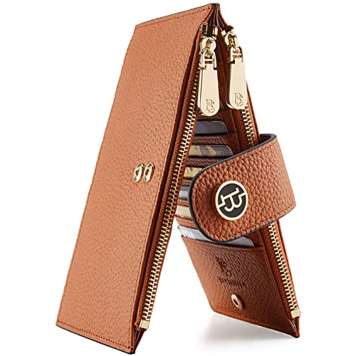 BOSTANTEN Leather Womens Wallet Large RFID Blocking Slim Card Holder - color: 2-Brown