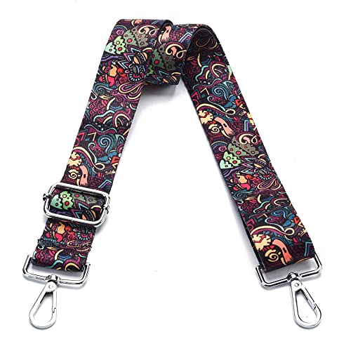 Wide Purse Strap Adjustable Replacement Crossbody Bag Strap Silver Hardware Shoulder Straps - color: Silver Hardware-pattern-purse Strap Tree-013