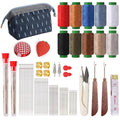 Vilenga 75 Pcs Sewing Tool Set, 3000 Yard | Big eye steel needles, 10 thread rolls, strawberry pin cushion, denim hand repair for beginner portable travel craft