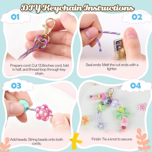 Ecoofor 487 PCS Beaded Keychain Making Kit, Acrylic Letter Beads with Heart, Star & Flower Charms for DIY Jewelry, Bag Accessories & Crafts for Women - color: Gold-487Pcs Kit