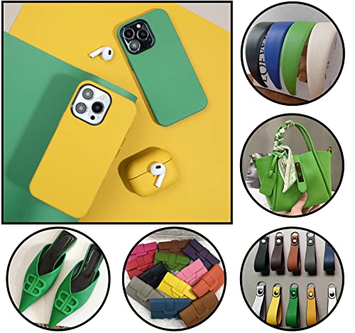 Picheng Lychee Faux Leather Fabric: 13.8" x 53"Soft Green Faux Leather Roll | Lychee Texture Solid Color Faux Leather Sheets Marine Vinyl for Making Crafts Leather Earrings Bows Sewing DIY (Green) - color: Green