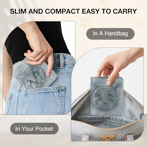 Small Wallet Women Slim RFID Leather Bifold Wallet Embossed Design | Compact design with ID window, card slots, and zipper coin pocket, ideal for daily travel, shopping, and gifts - color: 12-Sky Blue