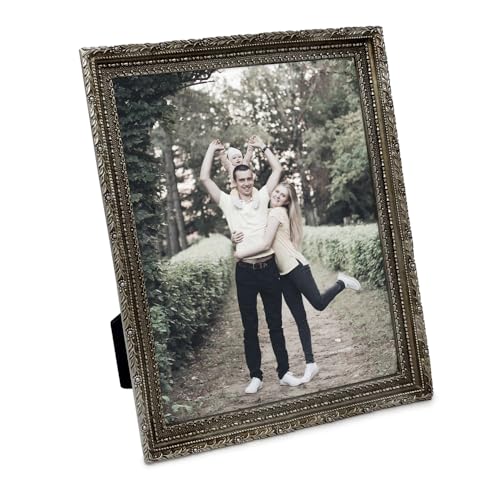 Isaac Jacobs 8x10 Silver Vintage Inspired Antique Library Frame | Horizontal & Vertical for Tabletop and Wall Display, Home Decor, Decorative Art Design (8x10, Silver) - color: Silver, size: 8x10