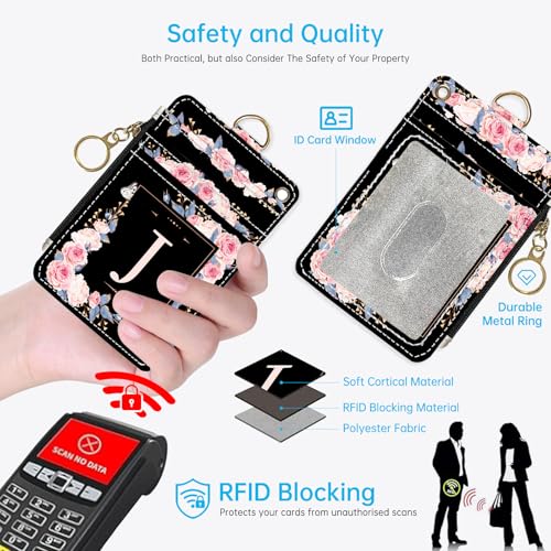 2-in-1 ID Badge Holder & Lanyard Wallet，A-Z Letter J - color: J