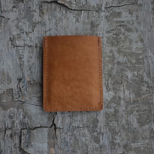 Front Pocket Card Case Slim Wallet Card Holder for Men & Women Minimalist Leather Wallet Card Holder Distressed Gifts - color: Tan