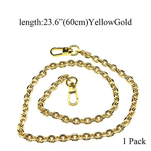 HAHIYO Mini Pochette Purse Chain Strap Thin Wide 6mm for LV Length 23.6 inches Thick 2mm Shiny Yellow Gold for Shoulder Cross Body Sling Handbag Wallet Clutch Comfortable Flat Metal Strap 1 Pack - size: YellowGold 23.6 Inches Length