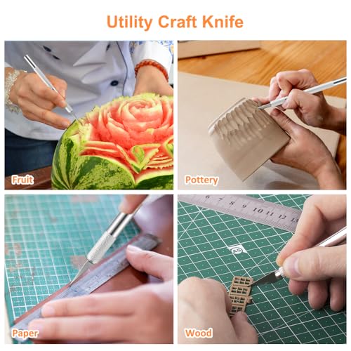 18"x12" (A3) Cutting Mat Black/Grey,3PCS Craft Knife Hobby Knife Includes 30PCS Spare Exacto Knife Blades #11 and A Ruler