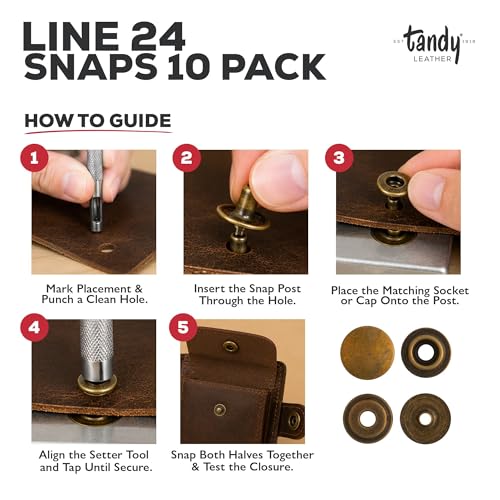 Tandy Leather Line 24 Snaps, 10-Pack, 1263-01, Antique Brass - color: Antique Brass