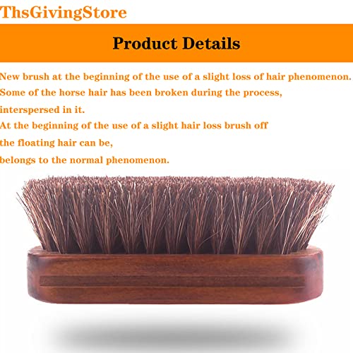 Horsehair Shoe Brush for Cleaning, Leather Brush Car Cleaning Brush, Solid Wood Handle Polishing Brush with Soft Bristles, Comfy Grip