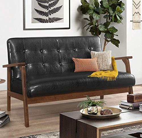 Wento Thick Faux Leather Fabric Soft Skin Grain PU Leather for Furniture Cover Reupholster Sofa Chairs Cushions Vinyl Upholstery (1 Yard, Black) - color: Black, size: 1 Yard (54" x 36")