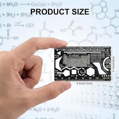 Organic Chemistry Stencil and Drawing Template, 3.35 X 2 Inch Organic Chemistry Model Kit Small Metal Ruler with a Leather Case for Engineering Equipment Artist Design Drawing Drafting Aid Tool
