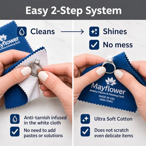 Jewelry Polish Cleaning Cloth for Silver, Gold, Platinum, and Diamond Rings - color: Blue