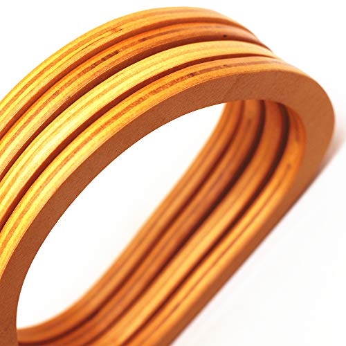 Model Worker 4PCS Wooden Oval Shaped Handles Replacement for Handmade Bag Handbags Purse Handles (Light Brown) - size: 4-7/8 ×7"