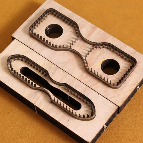 2pcs Strap End Cutting Mold Set, Wooden Steel Rule Punch Tool for Belt Making, Style G Tail Shape Template for DIY Leathercraft, Watch Band Cutter Kit (PG218G) - color: PG218G
